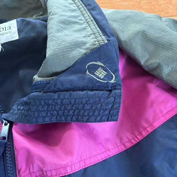 VTG COLUMBIA Ski Jacket Womens L Color Block Williwaw 90s Nylon Parka Blue Pink - Picture 6 of 11
